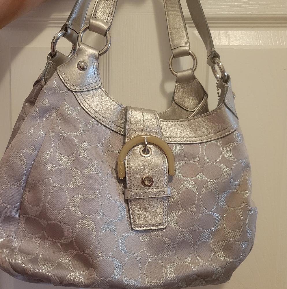 SALE Silver Coach Shoulder Purse